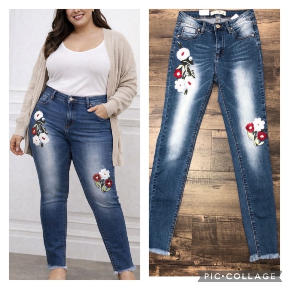 Embroidered high waisted jeans